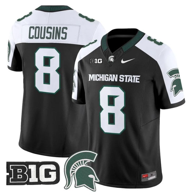 Kirk Cousins Jersey #8 Michigan State Spartans 2025 Vapor Stitched Black Alter