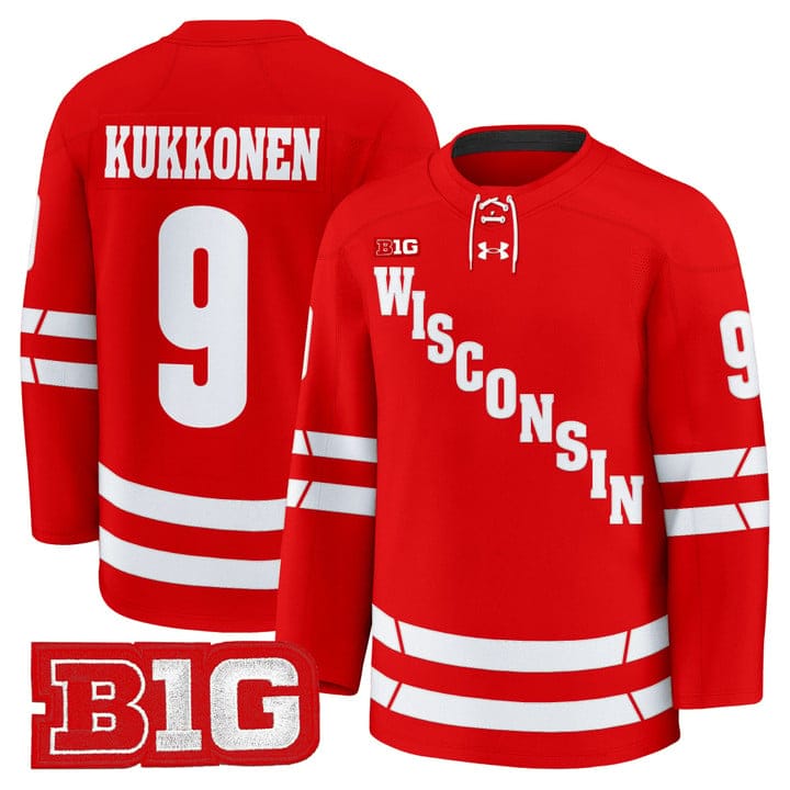 Kyle Kukkonen Jersey #9 Wisconsin Badgers 2025-26 Premium Stitched