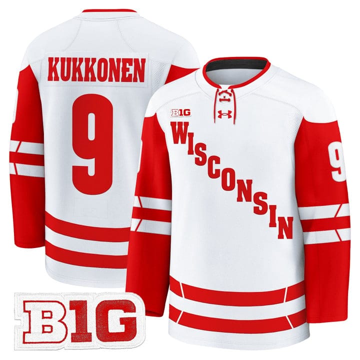 Alternative view of Kyle Kukkonen Jersey #9 Wisconsin Badgers 2025-26 Premium Stitched