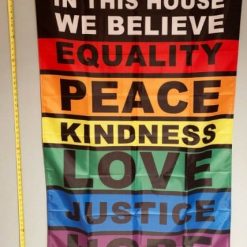 LGBTQ Flag In This House Gay Rainbow LGBTQ USA Sign 3x5ft