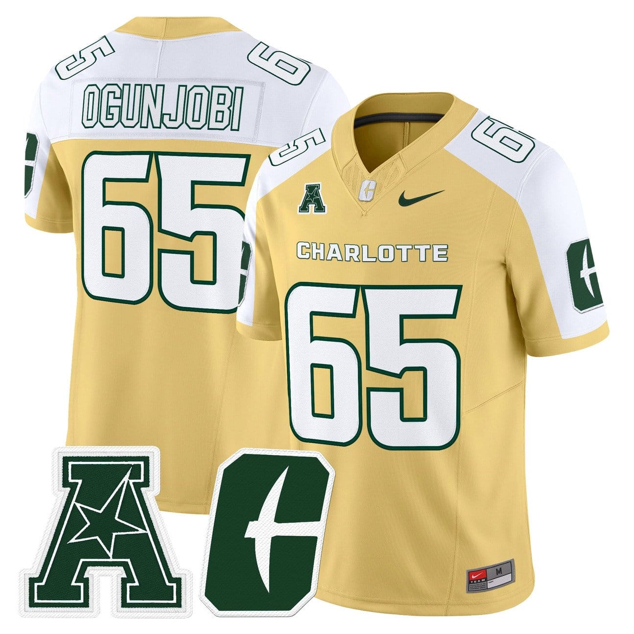 Alternative view of Larry Ogunjobi Jersey #65 Charlotte 49ers 2025 Vapor Limited Stitched