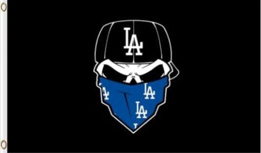 Los Angeles Dodgers Skull Bandana Flag 3X5Ft Banner USA Polyester with Brass Grommets