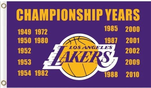 Los Angeles Lakers Championship Years Flag 3X5Ft Polyester Banner USA Digital Print