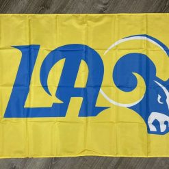 Los Angeles Rams Man-Cave Flag 3x5 ft Sports Yellow Logo Banner Garage Bar