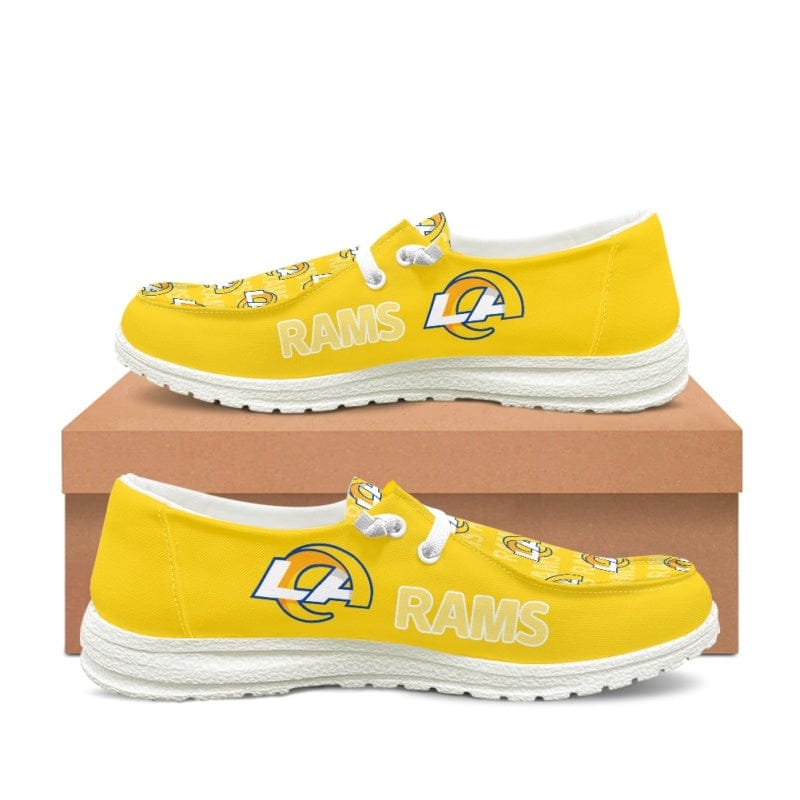 Los Angeles Rams Yellow Team Name Logo Canvas Sneaker Shoes For Men Women Fans
