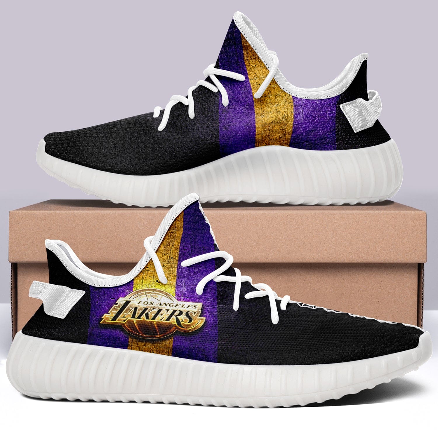 Alternative view of Los Angeles Lakers NBA 350v Yeezy Sneakers For Men Women Fans