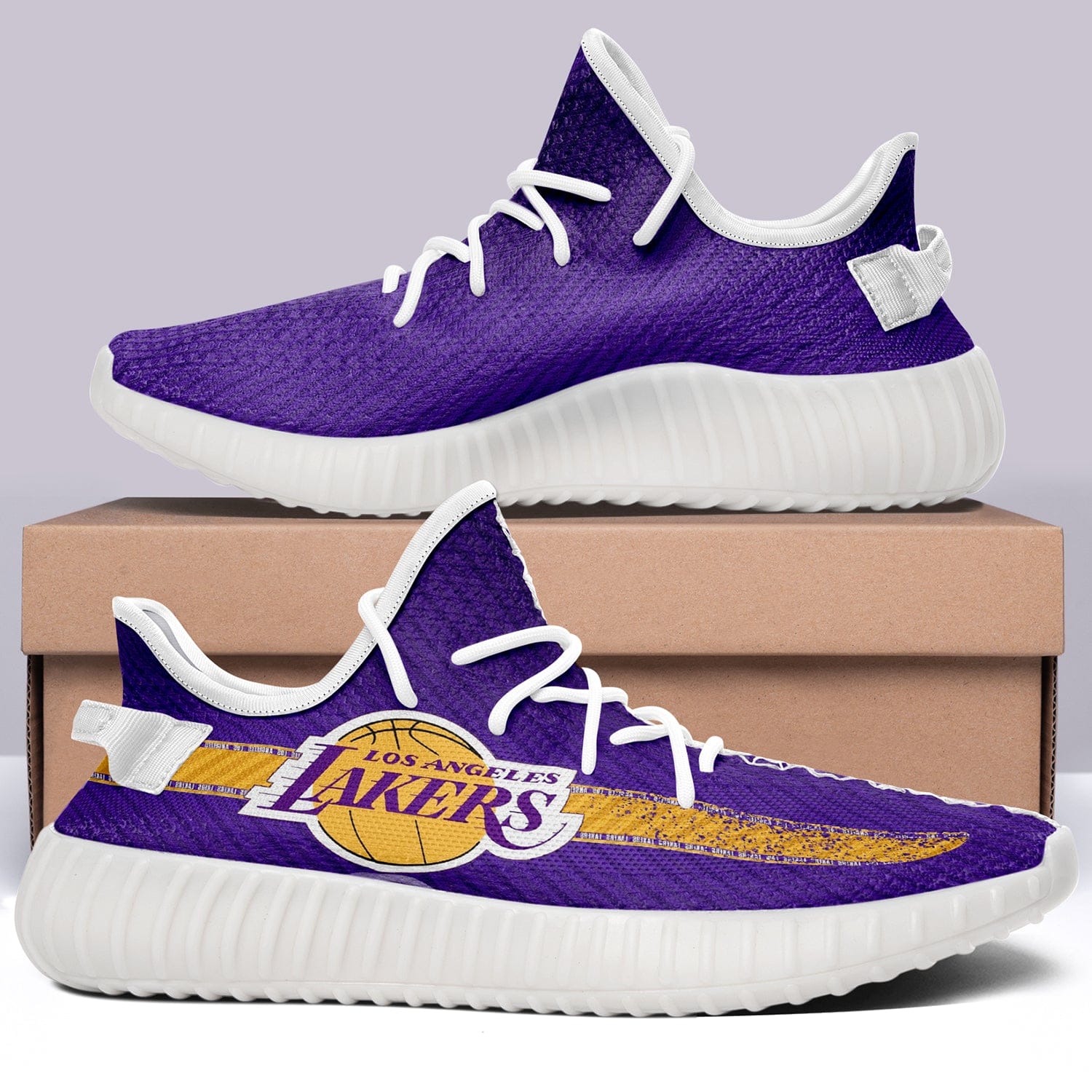 Alternative view of Los Angeles Lakers NBA 350v Yeezy Sneakers For Men Women Fans