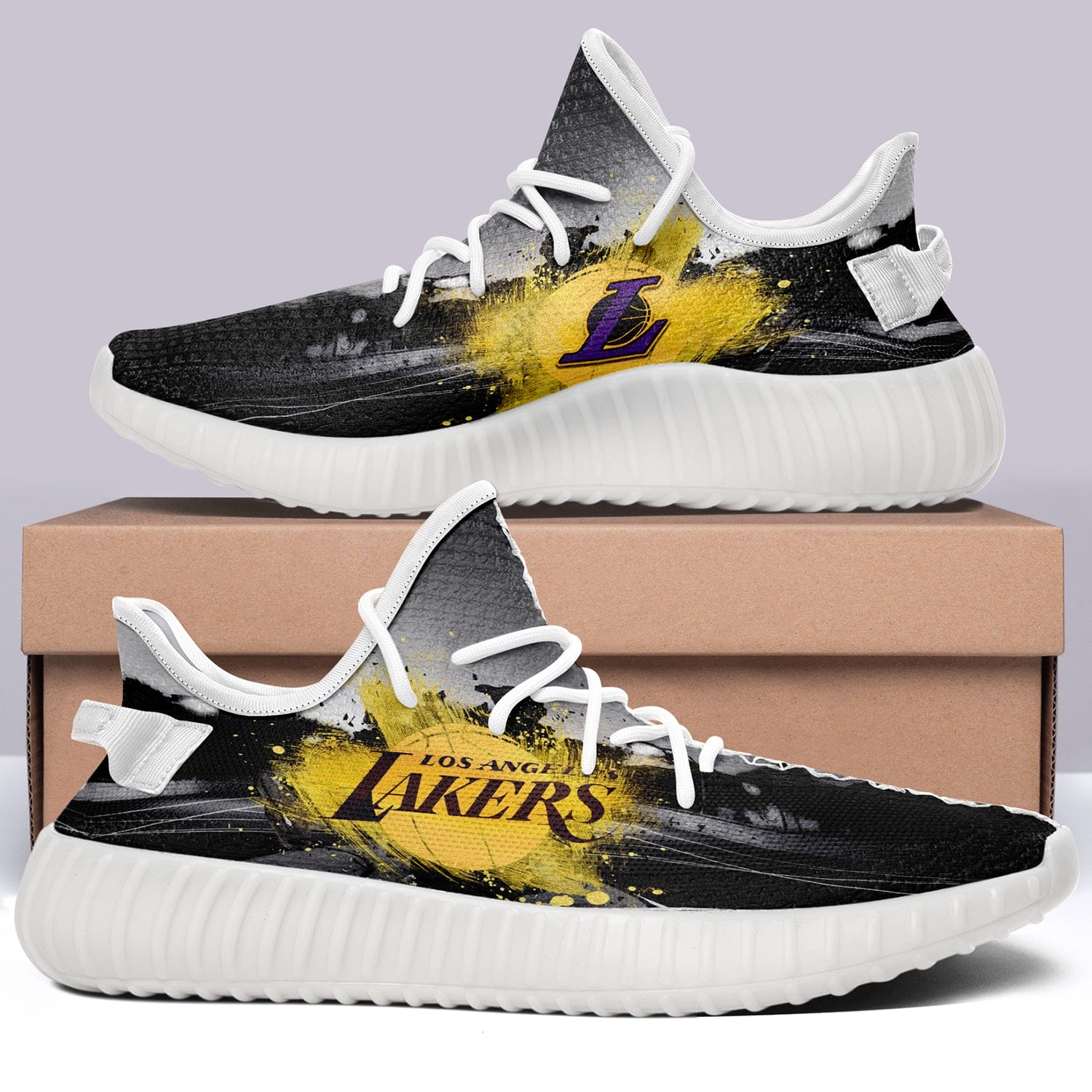 Alternative view of Los Angeles Lakers NBA 350v Yeezy Sneakers For Men Women Fans