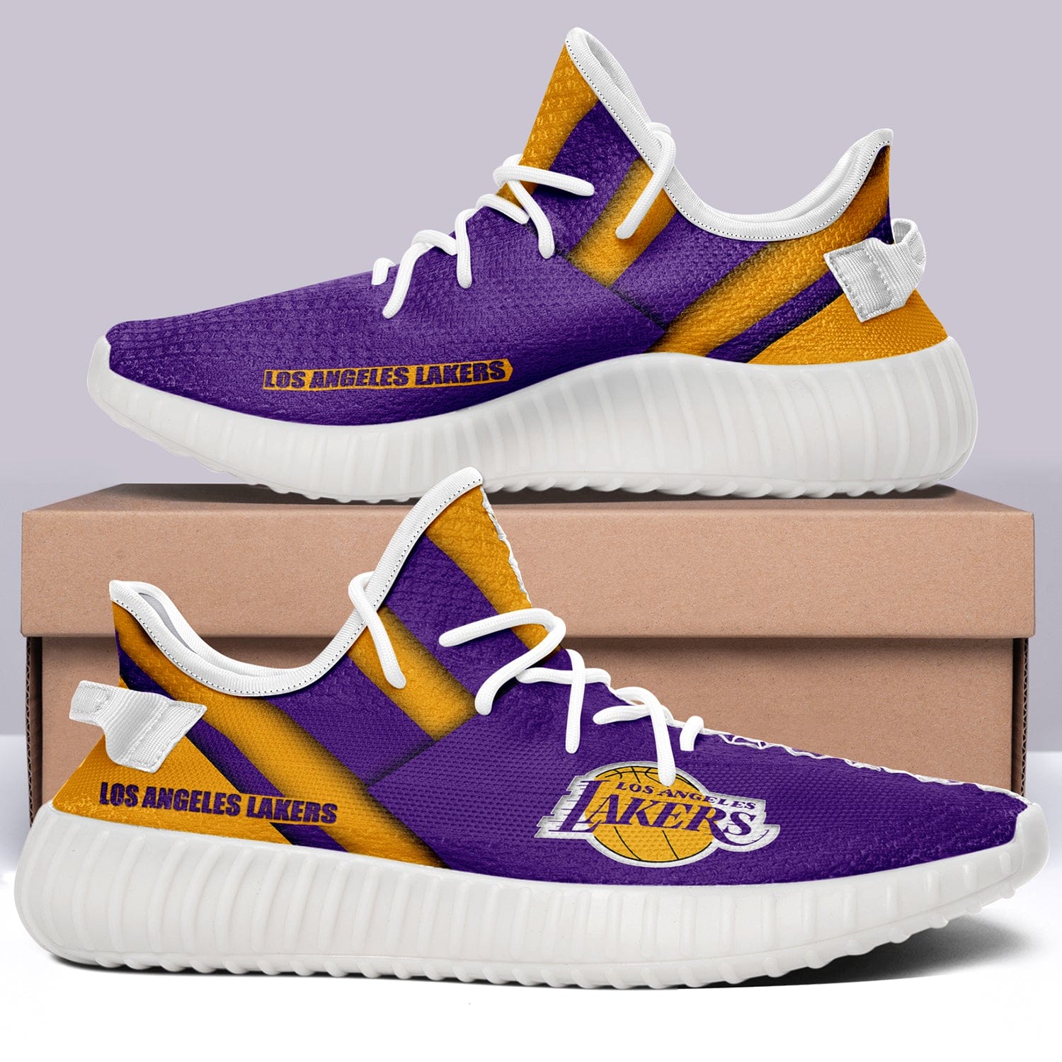 Alternative view of Los Angeles Lakers V8 NBA 350v Yeezy Sneakers For Men Women Fans