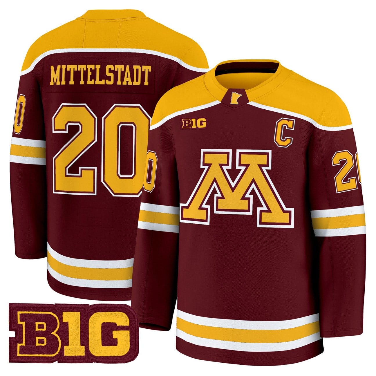 Alternative view of Luke Mittelstadt Jersey #20 Minnesota Golden Gophers 2025-26 Premium Stitched