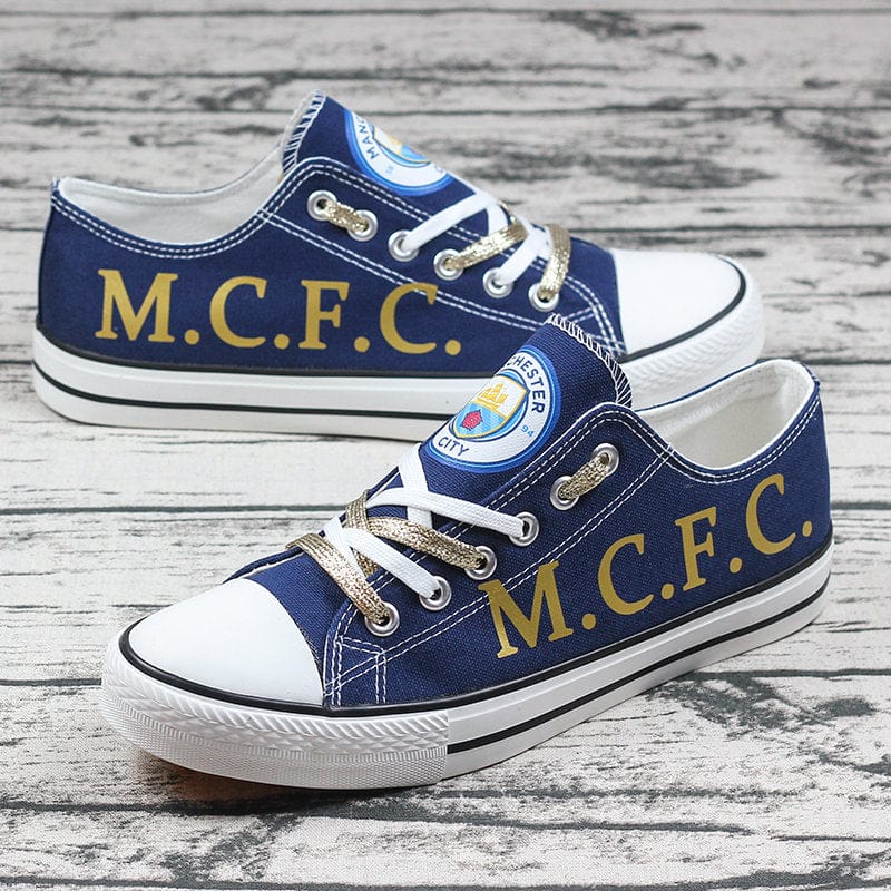 Manchester City Low Top Canvas Sport Sneakers Shoes For Men Women Fans - Image 2