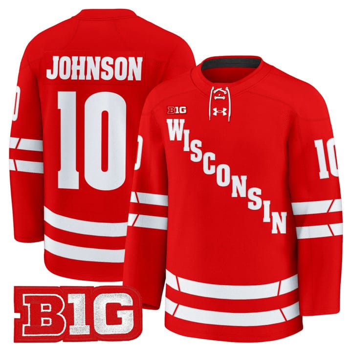 Mark Johnson Jersey #10 Wisconsin Badgers 2025-26 Premium Stitched