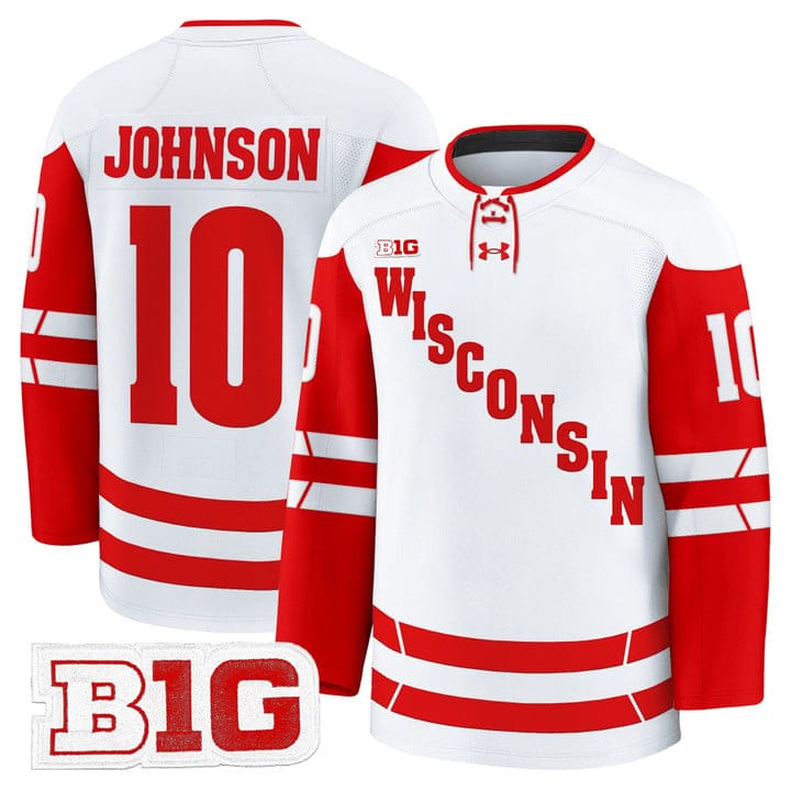 Alternative view of Mark Johnson Jersey #10 Wisconsin Badgers 2025-26 Premium Stitched