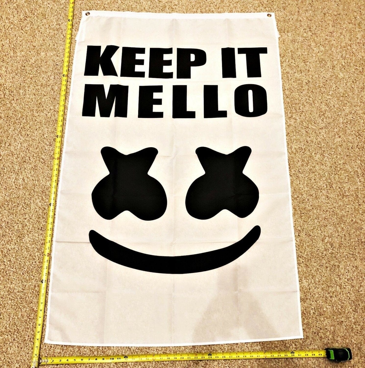 Marshmallow Keep It Mellow Flag Happier Banner Poster Rare 3x5ft