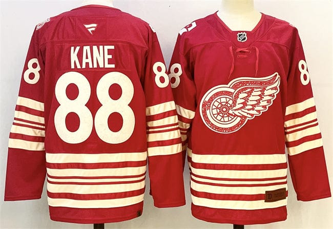 Men's Detroit Red Wings #88 Patrick Kane Jersey Red 2025-26 Centennial Premium Stitched