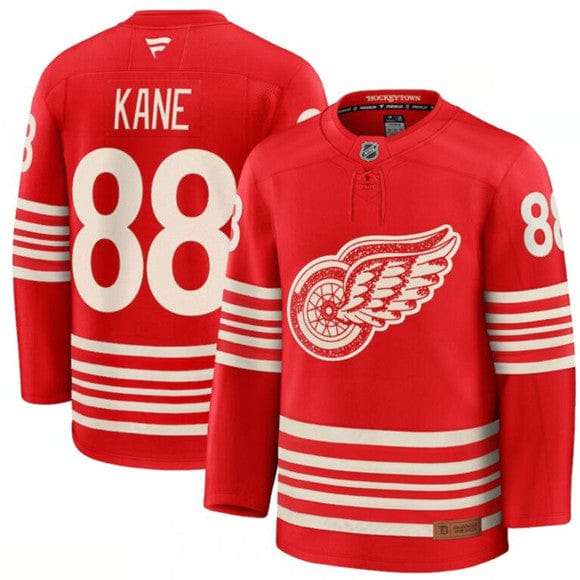 Men's Detroit Red Wings #88 Patrick Kane Jersey Red 2025 Centennial Premium Stitched