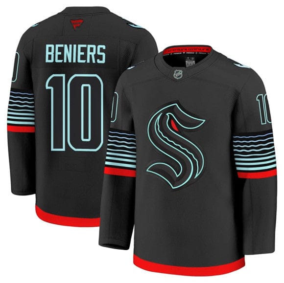 Men's Seattle Kraken #10 Matty Beniers Jersey Black Alternate Stitched