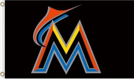 Miami Marlins Americana flag 3X5Ft Banner USA Polyester with Brass Grommets