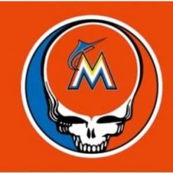Miami Marlins Dead Skull Blue flag 3X5Ft Banner USA Polyester with Brass Grommets