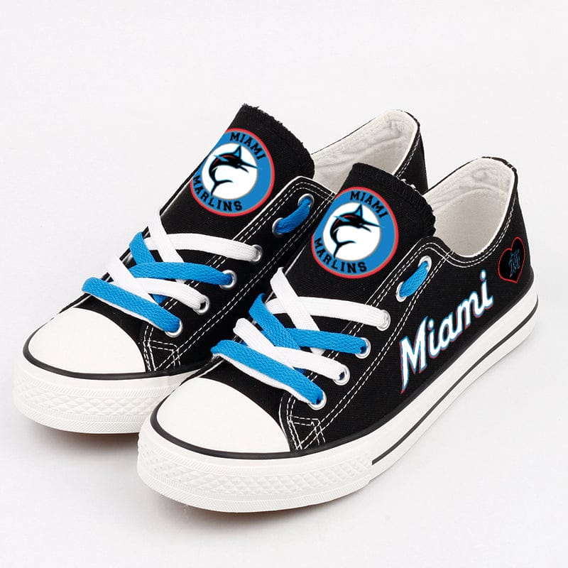 Alternative view of Miami Marlins Limited Print Low Top Canvas Shoes Sport Sneakers For Men Women Fans