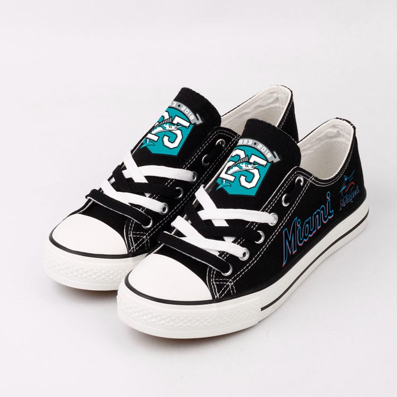 Alternative view of Miami Marlins Limited Print Low Top Canvas Shoes Sport Sneakers For Men Women Fans