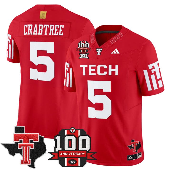 Michael Crabtree Jersey #5 Texas Tech 100th Anniversary Patch 2025 - Image 3