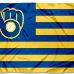 Milwaukee Brewers Americana Nation Flag 3X5Ft Banner USA Polyester with Brass Grommets