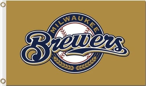 Milwaukee Brewers Team Brown Flag 3X5Ft Banner USA Polyester with Brass Grommets