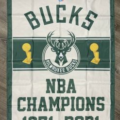 Milwaukee Bucks Championship Flag 3x5 ft Vertical Sports Banner Man-Cave Bar