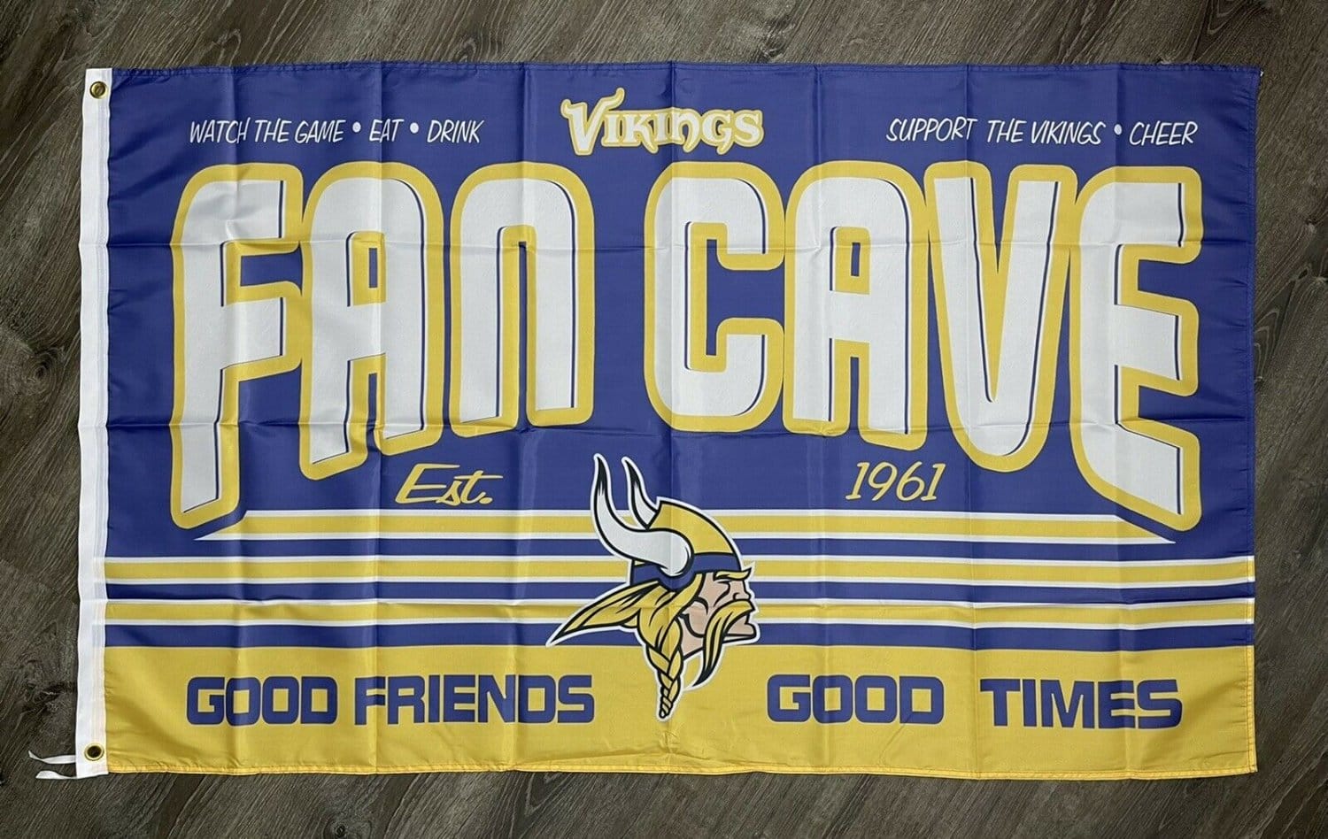 Minnesota Vikings Fan Cave Flag 3x5 ft Sports Banner Man-Cave Garage