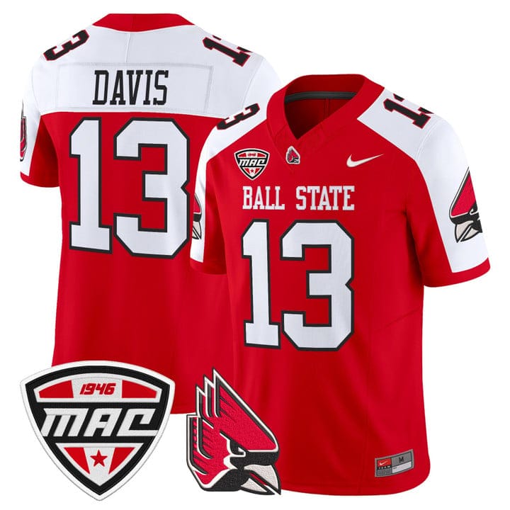 Nate Davis Jersey #13 Ball State Cardinals 2025 Limited Stitched - Image 4