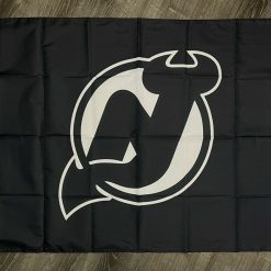 New Jersey Devils Logo Flag 3x5 ft Hockey Sports Black Banner Man-Cave