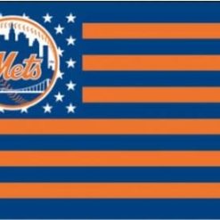 New York Mets Star And Stripes American flag 3X5Ft Banner USA Polyester with Brass Grommets