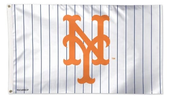 New York Mets White flag 3X5Ft Banner USA Polyester with Brass Grommets