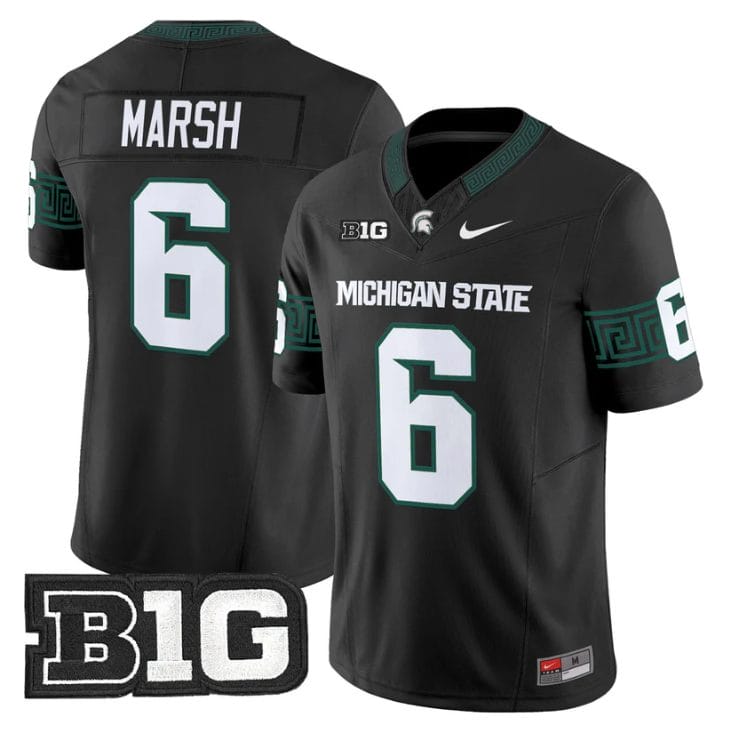 Nick Marsh Jersey #6 Michigan State Spartans 2025 Vapor Stitched Black