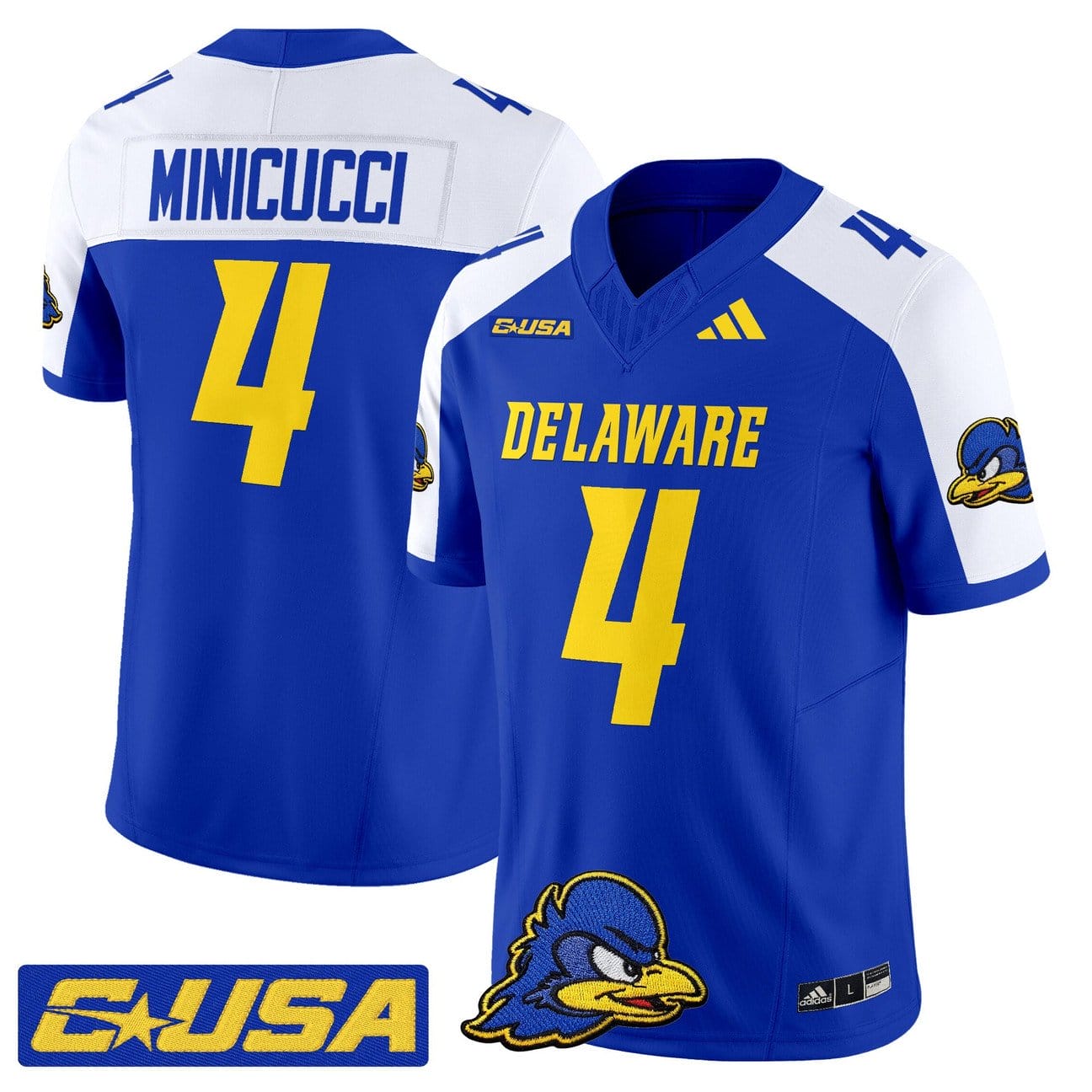 Nick Minicucci Jersey #4 Delaware Blue Hens 2025 Vapor Limited Stitched - Image 3