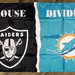 Oakland Raiders vs Miami Dolphins House Divided Flag 3x5 ft Sports Banner