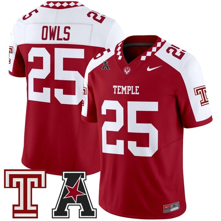 Owls Jersey #25 Temple Owls 2025 Vapor Limited Stitched - Image 4