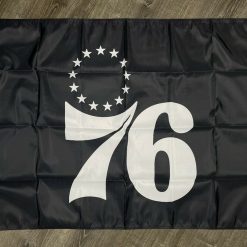 Philadelphia 76ers Logo Flag 3x5 ft Sports Black Banner Man-Cave Garage
