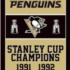 Pittsburgh Penguins Champions Vertical Flag 3X5Ft Polyester Digital Print Banner USA