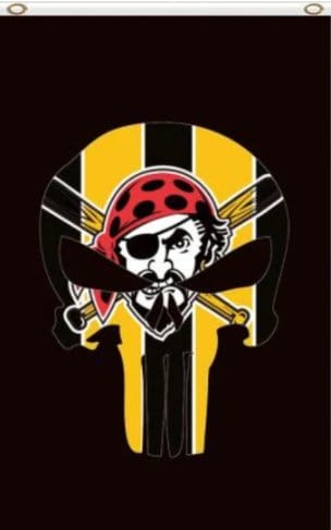 Pittsburgh Pirates Punisher Skull Flag 3X5Ft Banner USA Polyester with Brass Grommets