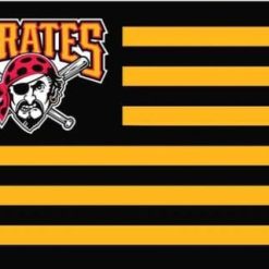 Pittsburgh Pirates Red US Flag 3X5Ft Banner USA Polyester with Brass Grommets