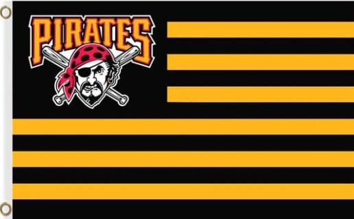 Pittsburgh Pirates Red US Flag 3X5Ft Banner USA Polyester with Brass Grommets