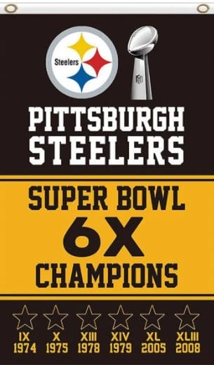 Pittsburgh Steelers 6X Champions Super Bowl Flag 3X5 Ft Polyester Banner USA 90x150cm