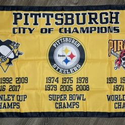 Pittsburgh Steelers Pirates Penguins City of Champions Flag 3x5 ft Banner New
