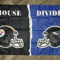 Pittsburgh Steelers vs Baltimore Ravens House Divided Flag 3x5 ft Banner New