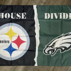 Pittsburgh Steelers vs Philadelphia Eagles House Divided Flag 3x5 ft Banner