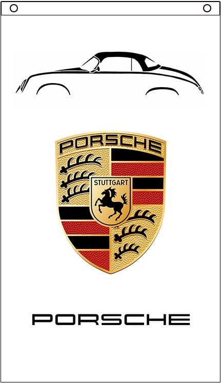 Porsche 356 Pre - A - Speedster - Porsche Flag White Vertical 3X5 Ft Polyester Banner USA 90x150cm