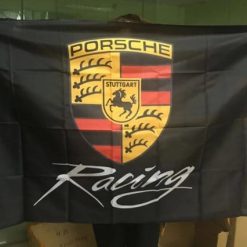 Porsche Flag Black Racing 4x6Ft Polyester Banner USA 120x180cm