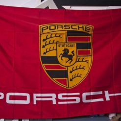 Porsche Flag Red 3X5 Ft Polyester Banner USA 90x150cm